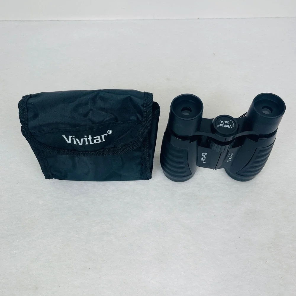 Vivitar 5x30 Binoculars Black Compact Bird Watching Sport with Carrying Case